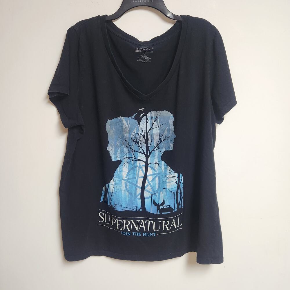 Supernatural TV Show Graphic Tee Plus Size 3X Black Join the Hunt Merch Sam Dean